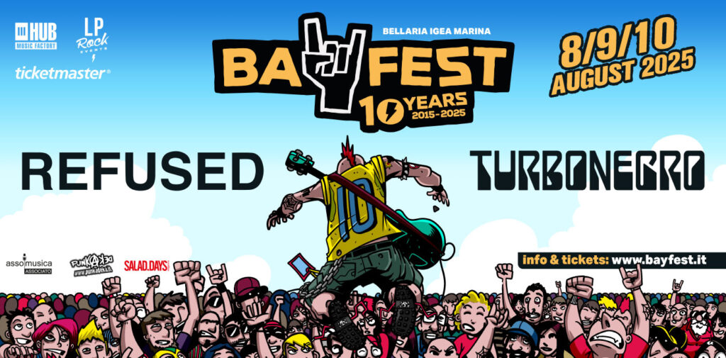 Bay Fest 2025 Refused Turbonegro 8 9 10 agosto 2025 Bellaria Igea Marina Rimini